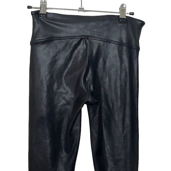 Spanx Faux Leather Black White Side Stripe Pull On Leggings Womens Size Small - Picture 6 of 12